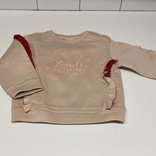 Fendi Floral Embroidered Cotton Sweater Beige Pink Baby Toddler Pullover