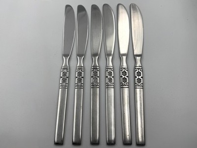 6x Oneida Northland Künstlerisches Tafelmesser Set Vintage Mid Century 22 cm