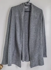 Neiman Marcus women gray solis 100% cashmere open front cardigan Sz M