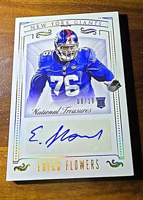 2015 National Treasures Ereck Flowers Gold # 8/10 Rc On Card Auto   Rookie