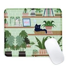 Black cat Square Mouse Pad with Non-Slip Rubber Base,Home Office Decoration D...