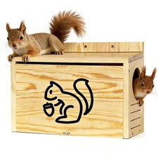 Widened Medium Wooden Squirrel House Outside Nesting Box Chipmunk Easy Setup