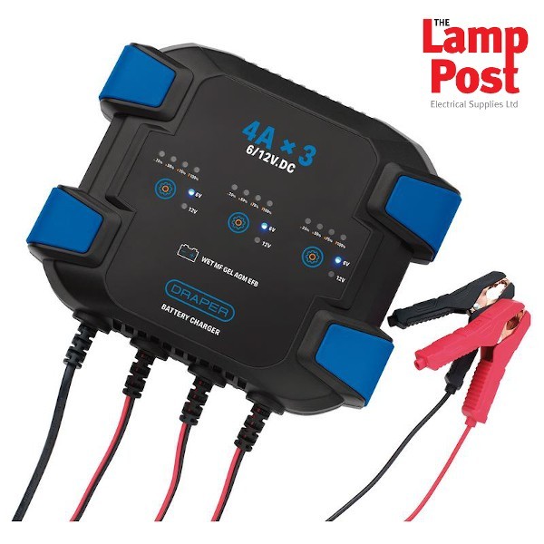 Draper 32276 Three Bank 6/12V Smart Charger 12A (3x4A)