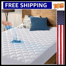 King Size Waterproof Mattress Pad Protector, Breathable Quilted Mattress Cove...