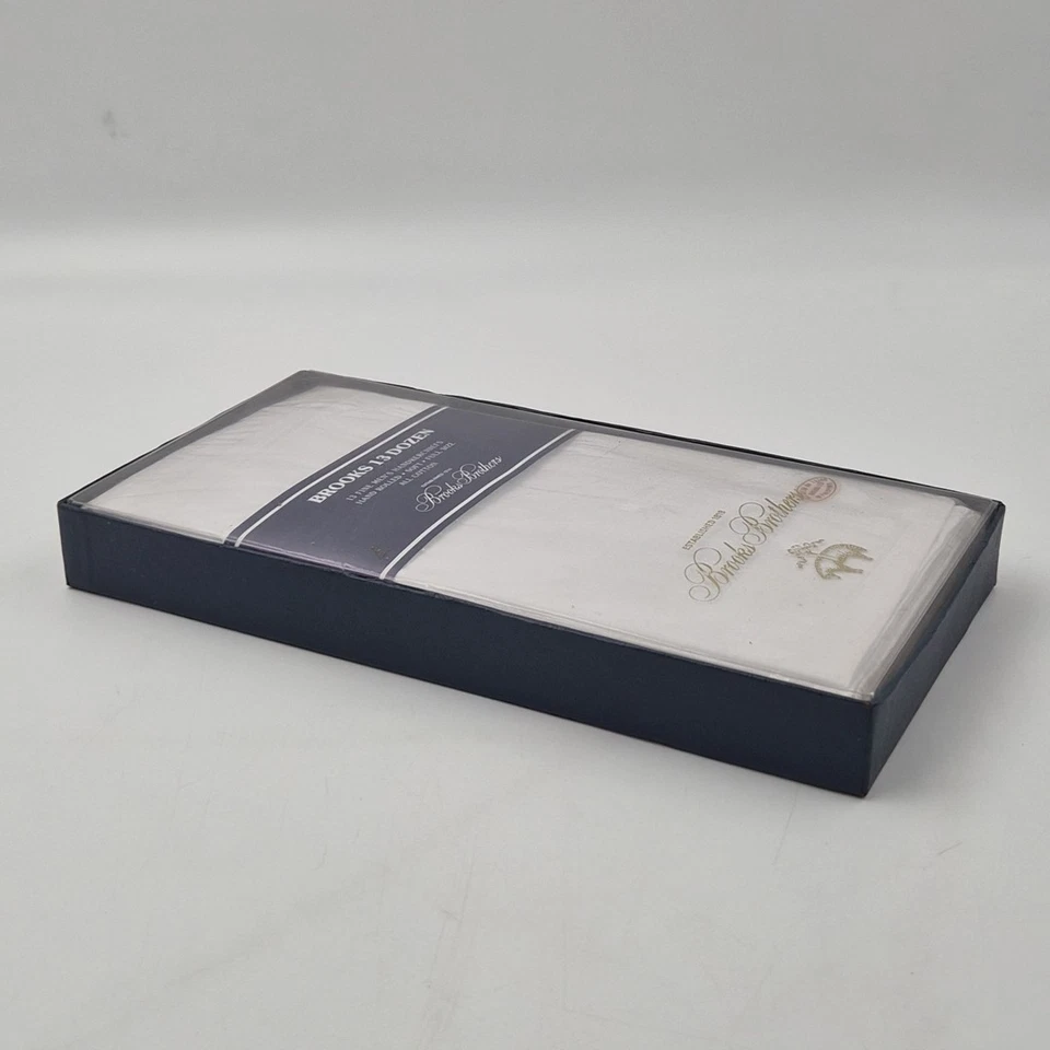 New Brooks Brothers 13 Dozen 13 Count All Cotton White Handkerchiefs Hand Rolled - Image 4 of 4