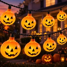 12FT 20 LED Halloween Pumpkin String Lights Outdoor Waterproof Connectable