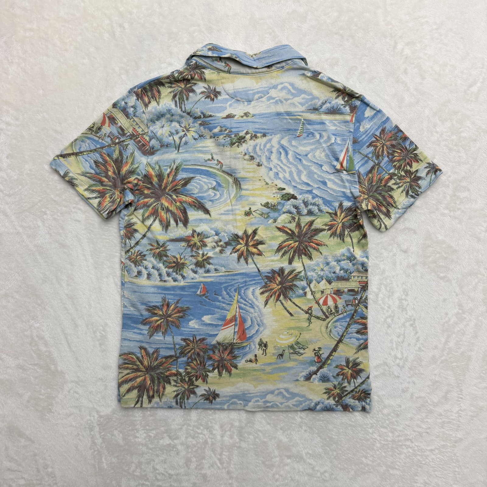 Ralph Lauren Polo Shirt Mens Medium Multicolor Tropical Beach Scenic Print thumbnail 9