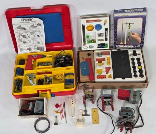 Huge Lot 1934 Gilbert Meccano ERECTOR Set Vintage Marx Electric Motor Metal Case