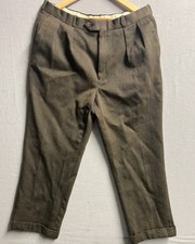Vintage Paul Stuart Dress Pants Mens 34 Brown Wool Cuffed Comfort Made In USA