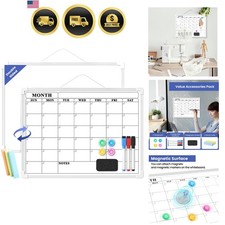 Monthly Whiteboard Calendar for Wall, Small 16" x 12" Dry Erase Board with Pl...