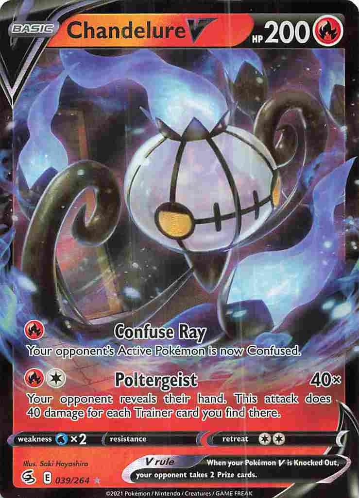 Chandelure V 039/264 Holo Rare V Fusion Strike Pokemon Near Mint