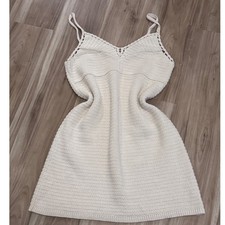 American Eagle Outfitters Cream Knit Crochet Strap Mini Dress Women's bohoXL x1