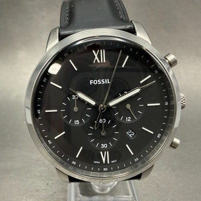 Fossil Neutra Chronograph Watch Men 44mm Black Dial Steel Date FS5452 NewBattery
