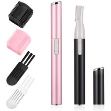 Chumia 2 Pcs Electric Eyebrow Trimmer 5.12 x 0.55 x 0.43 Inch, Pink, Black