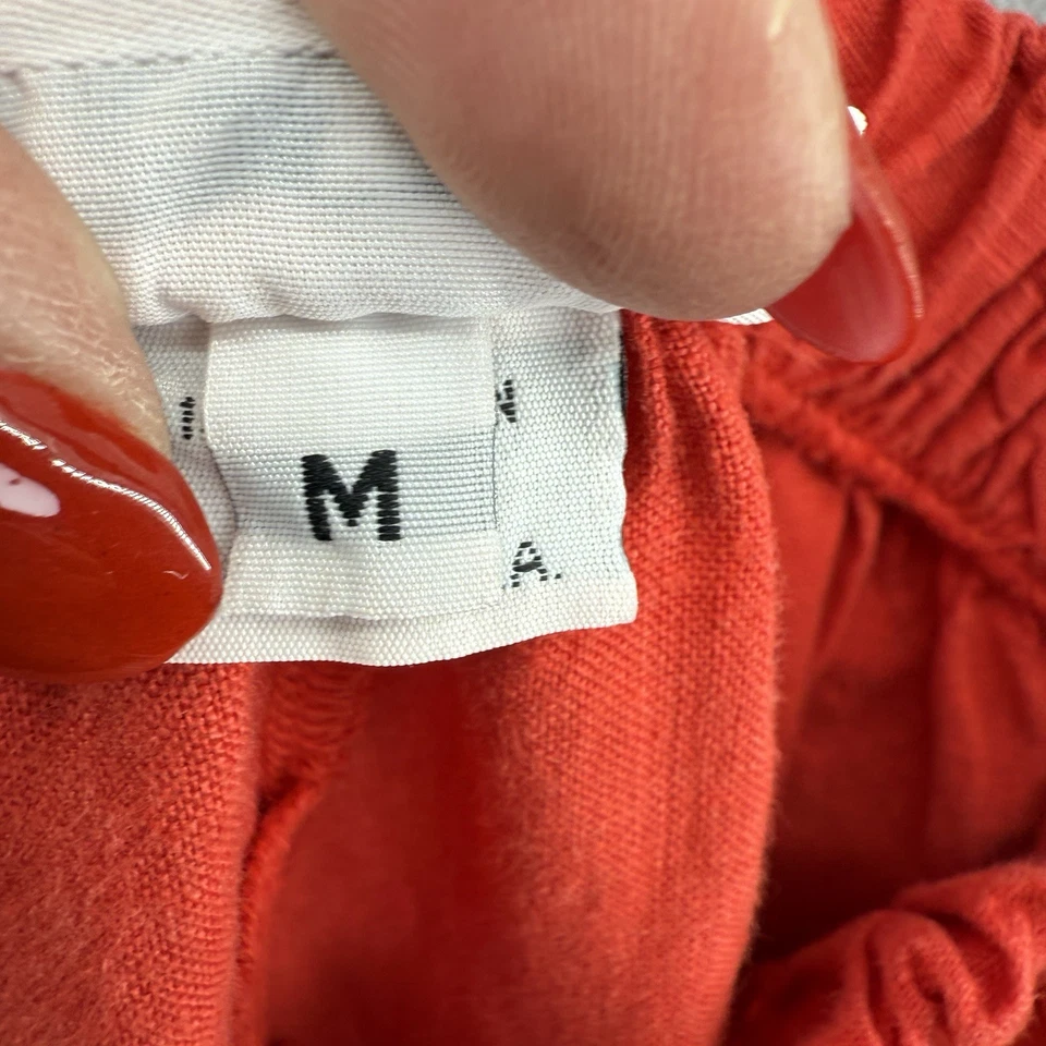 Pantalones Bryn Walker Mujer Medianos Lino Pierna Ancha De Colección Rojo Lagenlook Pullon Foto 4 de 4