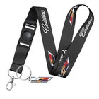 Cadillac V Logo Die-Cut Metal Key Chain Black Lanyard