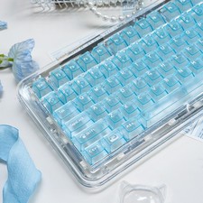Blue Clear Cherry Profile Transparent Keycaps Fits 61/64/87/104/108 136 Keys