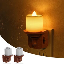 Night Light, 2 Pack Amber Flameless Candle Night Light Plug in, Dusk to Dawn ...