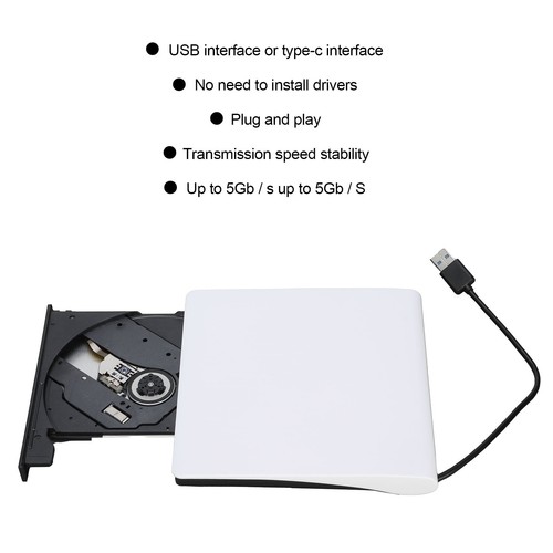 Optical Drive External USB3.0 Speed Stable 5Gb/s Plug Play Good Compatibilit NEW - Afbeelding 3 van 12