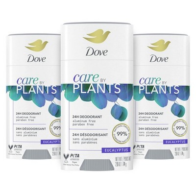 Dove Care By Plants Eucalyptus Deodorant Stick 3 Pack Aluminum Free 24 Hour F...