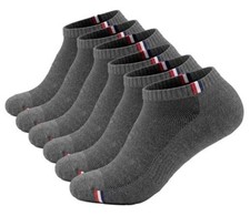 Men's Ankle Socks 6 Pack Low Cut Breathable Cotton 12-15 6 Pairs Dark Grey