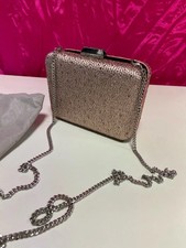 Pochette borsetta da sera rigida Liu-Jo raso strass rosa beige