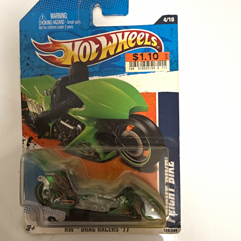 Hot Wheels Fright Bike HW Drag Racers '11 2011 Motorcycle Green/Black 1:64