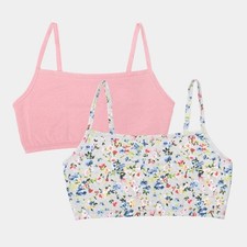 2 Fruit of the Loom Women's Unbelievably Soft Sports Bras - Pink/Gray Floral - M
