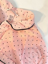 Victoria's Secret Women's Polka Dot Stripes Pajama Set Medium Pink Black Cotton