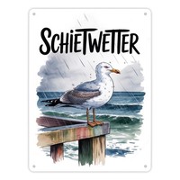 MöWe Im Regen Metallschild XL In 21X28 Cm - Schietwetter