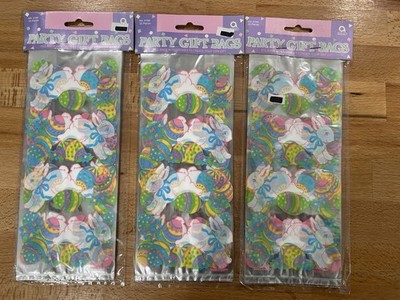 Lot Of 3 Pastel Easter Bunny/Eggs Cellophane Party Bag (25ct Each) 4  X 9.5  U49