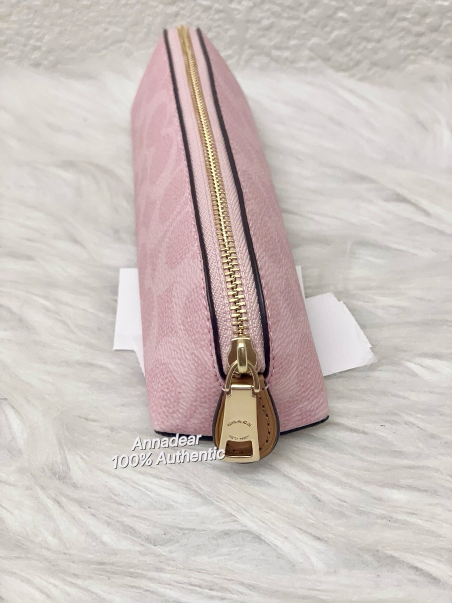NWT Coach Pencil Case in Signature Canvas in Gold/Powder  NWT Coach Pencil Case in Signature Canvas in Gold/Powder Pink main image 1