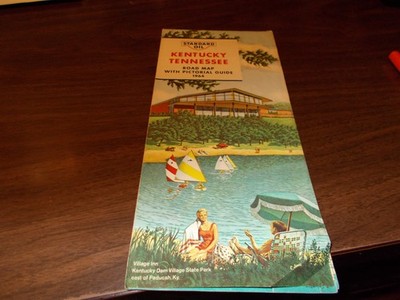 1964 Standard Oil Kentucky/Tennessee Vintage Road Map/Nice Cover Art-Village Inn