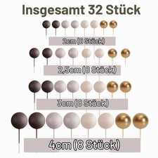 Tortendeko Kugeln 32 St&uuml;ck, Mini-Ballons Cake Topper Braun Gold f&uuml;r Hochzeit