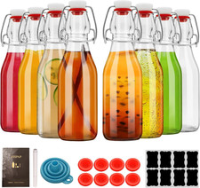 8 Pack Swing Top Glass Bottles 8.5 oz,Flip Top Beer Brewing Bottles Soft Drinks