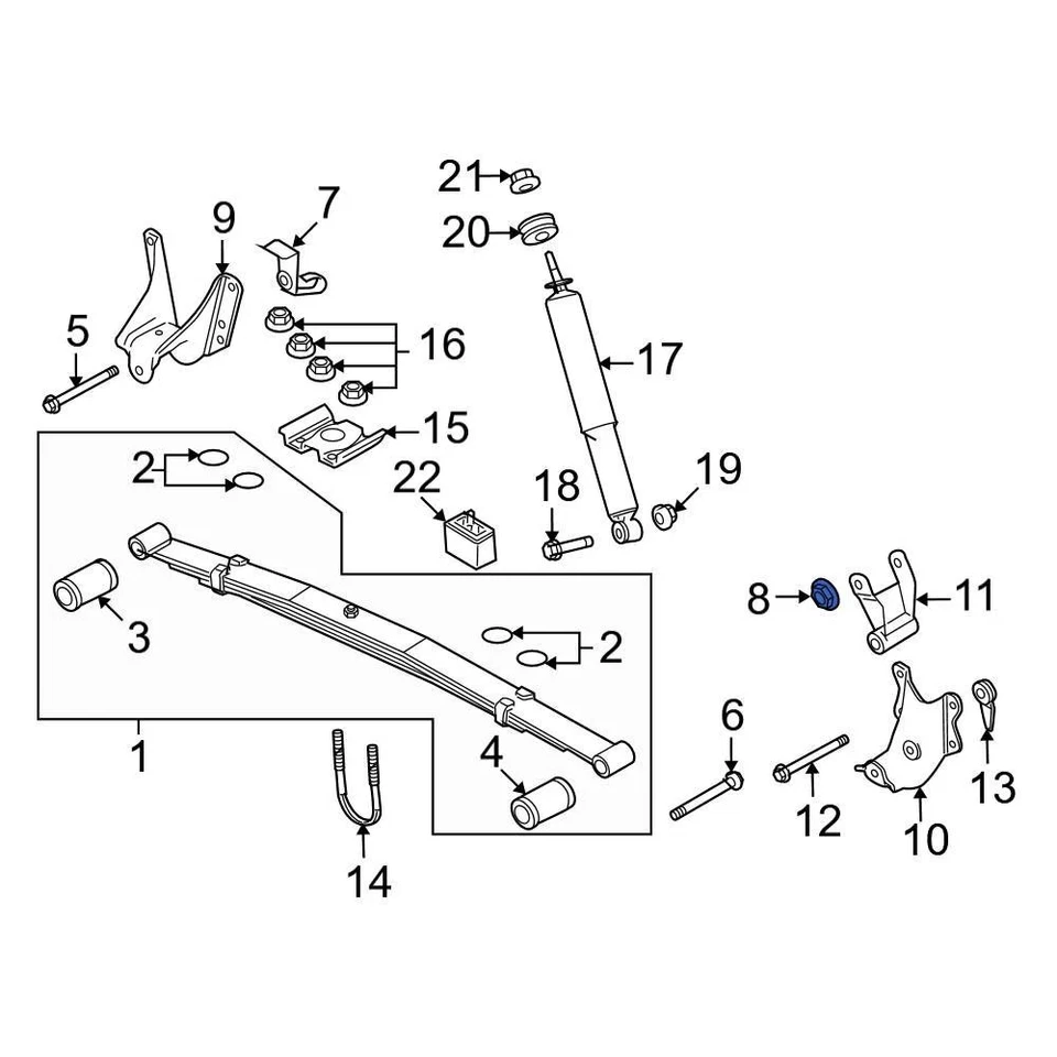 For Ford E-350 Super Duty 2008-2025 Ford W520116S441 Rear Leaf Spring Nut Foto 3 de 4