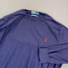 Polo By Ralph Lauren Sweater Mens 2XL Blue Pima Cotton Crewneck Knit Pullover