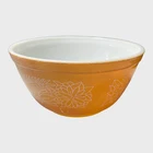 Vintage Pyrex Town & Country 402 Orange White Flower Mixing Bowl 1.5 Qt