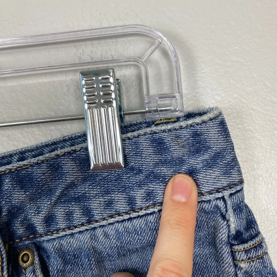 Pantalones Cortos de Jean Y2K Vintage Antiguo Azul Marino Cintura Ultra Baja Denim Botín Pantalones Cortos Talla 6 Foto 3 de 4