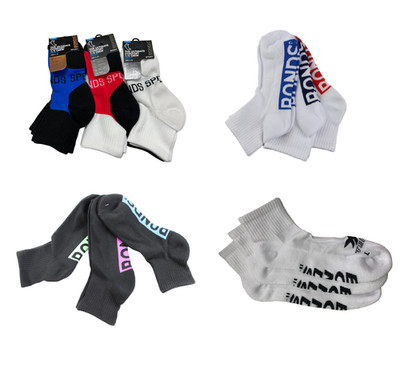 1 Pair Mens Bonds Quarter Crew Sports Cushioned Assorted Socks Mixed 6-10