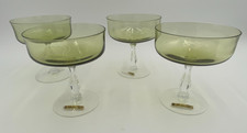 Set 4 Vintage Noritake Crystal Avocado Green Champagne Coupe Glasses Excellent