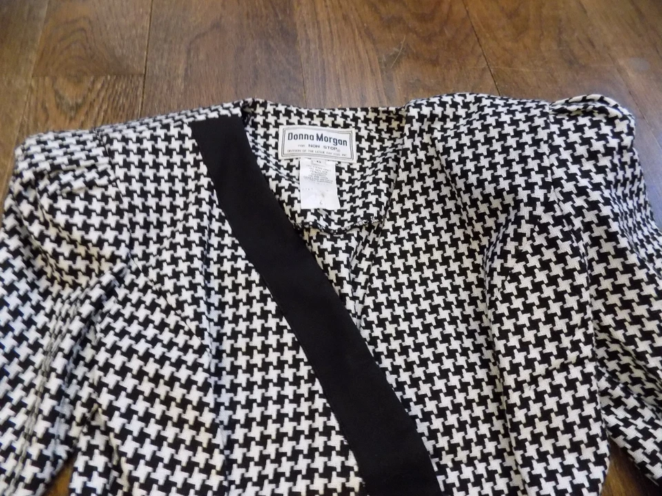 Chaqueta Blazer Donna Morgan For Non Stop De Colección Retro Tweed Negro Blanco Lazo Cintura 6 Foto 2 de 4