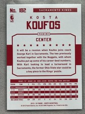 2015-16 Panini NBA Hoops Red Back Kosta Koufos Sacramento Kings No. 182