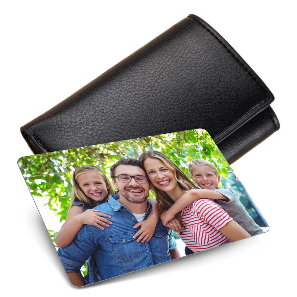 Personalised METAL Keepsake Mini Card for Wallet/Purse Insert Photo Gift Card