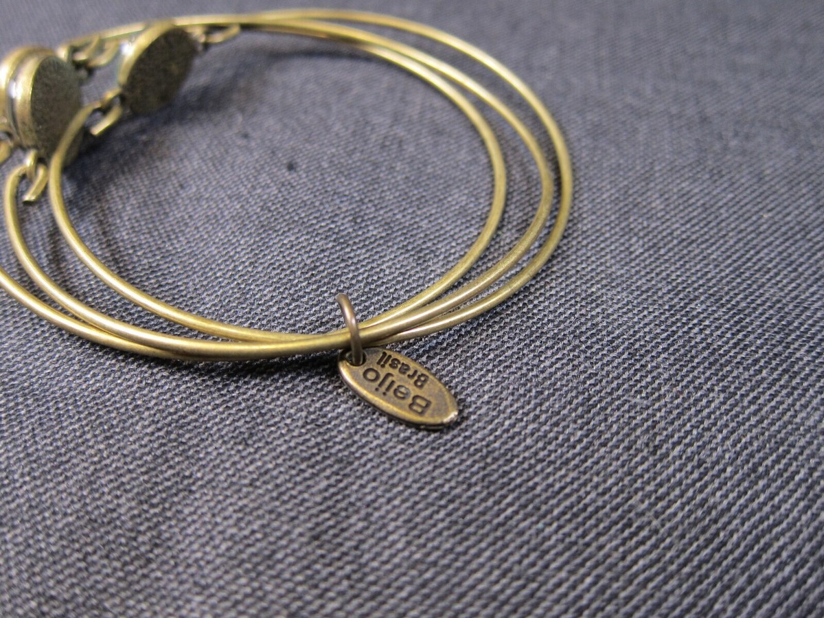 Beautiful Beijo Brasil set of three connected brassy bangle bracelets owl tree View 4