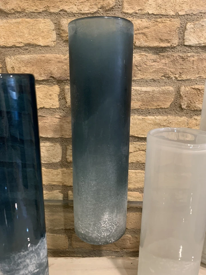 Pottery Barn Formentera Glass Vase 4 Piece Set Blue And White Home Decor - Image 3 of 4