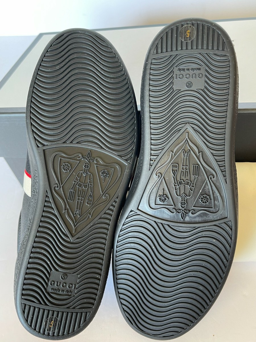 GUCCI NEW ACE SNEAKER Leather Logo Black Men's G 5/ US 6 | eBay