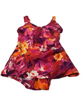 Vintage PINUP STYLE 70s Maxine of Hollywood Tropical One Piece Swimsuit Size 10