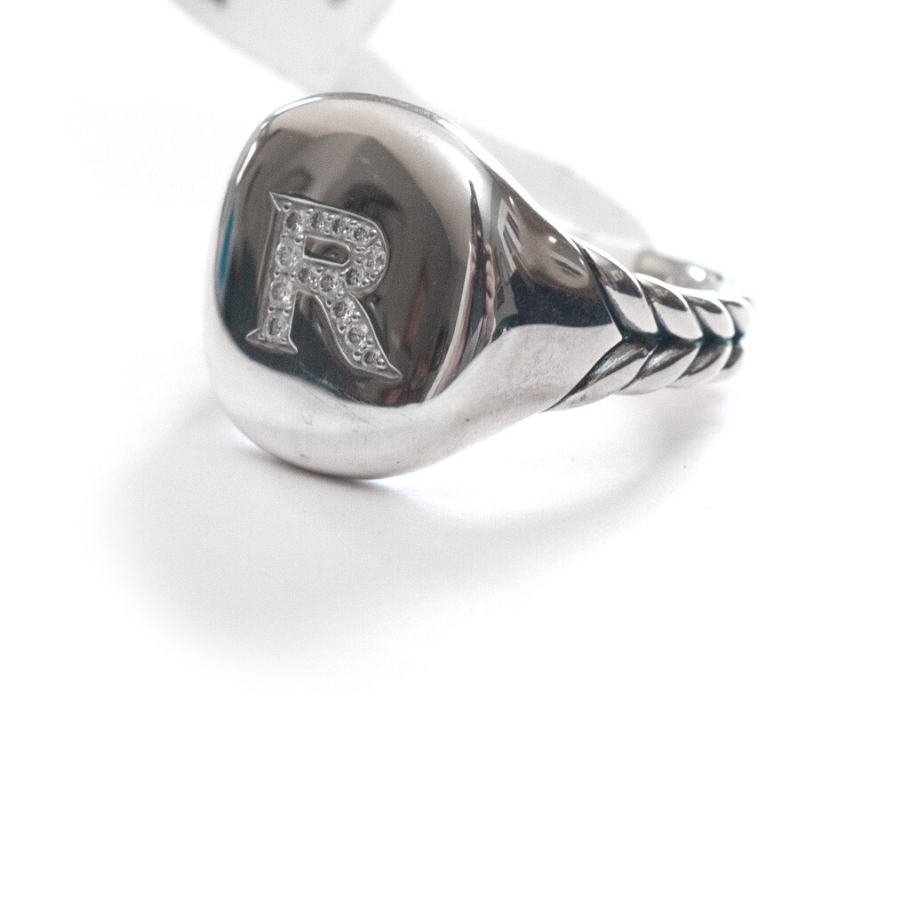 R Letter In Black Diamonds Vintage Letter A To Z Charms – Black