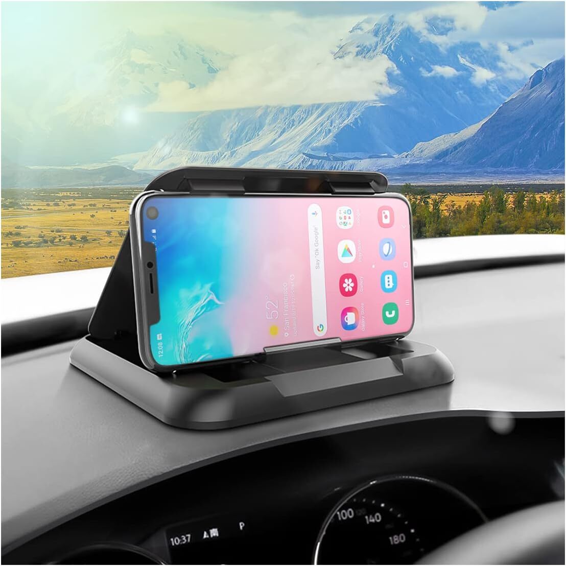 Car Phone Holder Mount Silicone Carbon Fiber Pattern Car Phone Mount for
